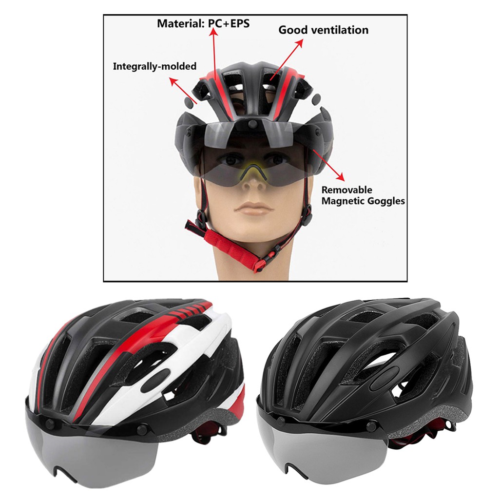Ultralight Cycling Bike Helmet with Removable Visor Goggles