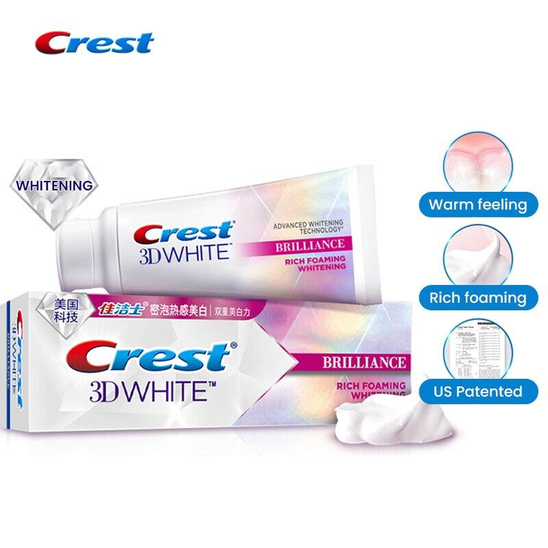 Crest 3D White Toothpaste Briliance Rich Foaming Advanced Whitening