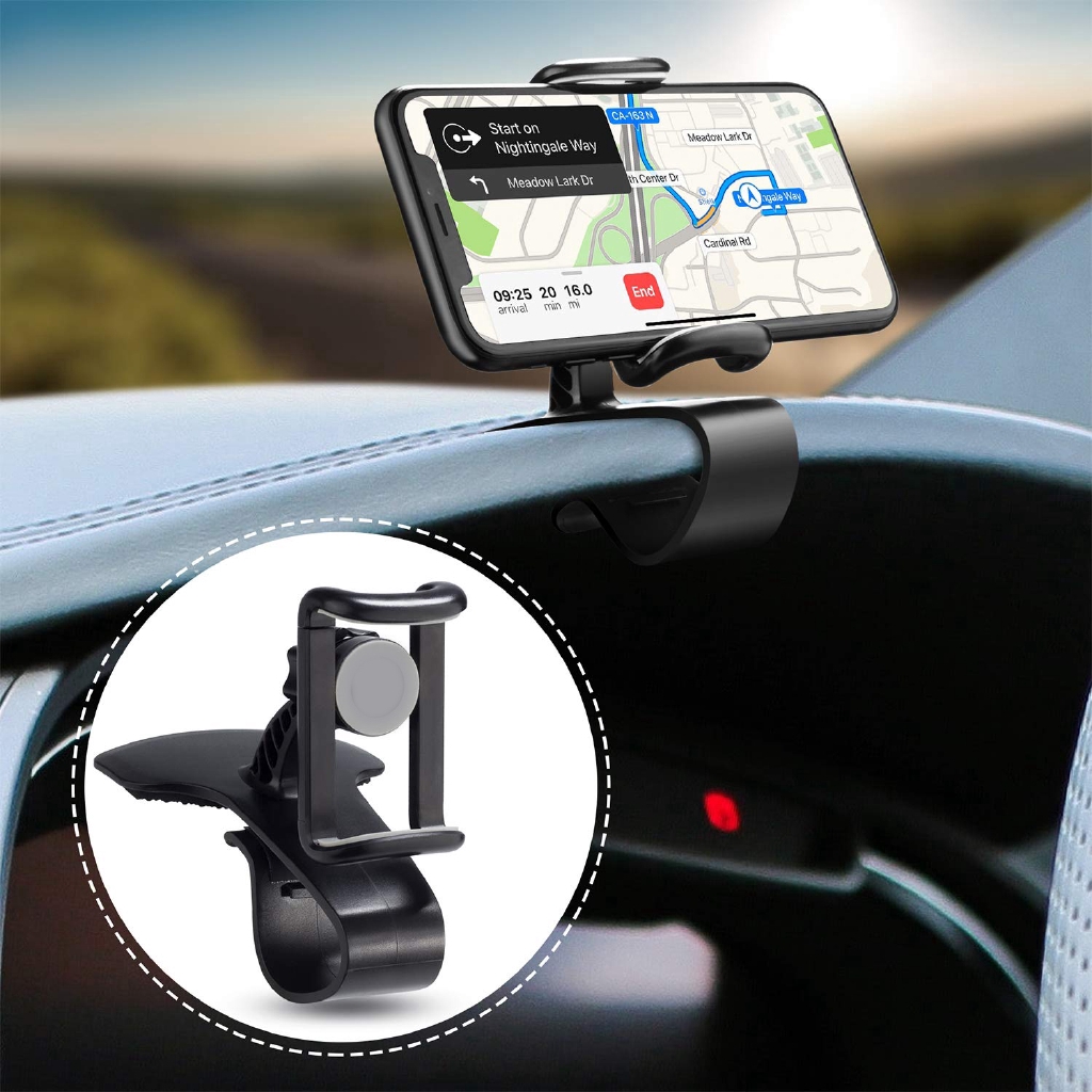 Car Phone Holder,Rotating Dashboard Clip Mount Stand, 360Degree