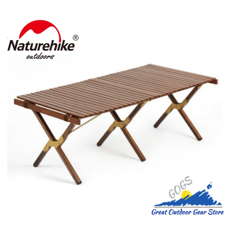 Naturehike Walnut Camping Portable Wood Folding Egg Roll Table 6 Legs