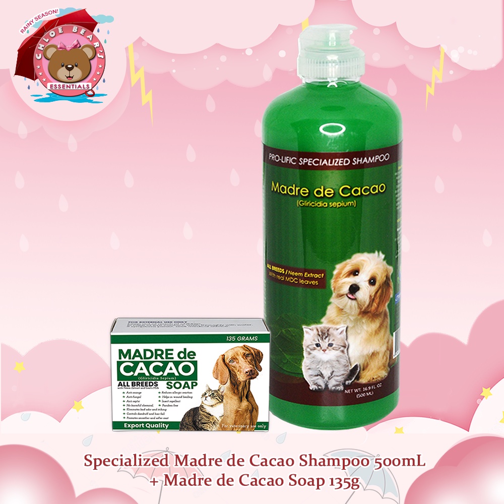 BOB500mL Specialized 3 in 1 Madre de Cacao Shampoo and Madre de Cacao Soap 135g For Dogs and