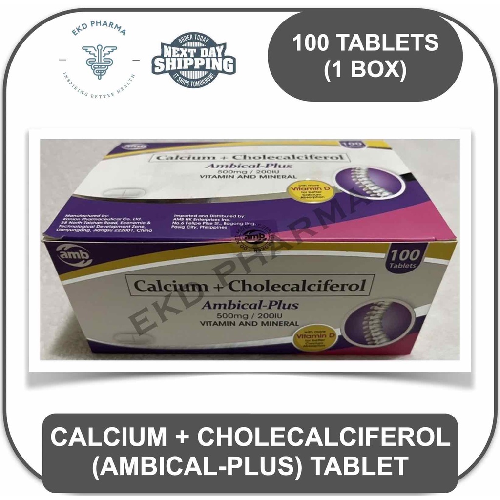 Ambical Plus Calcium + Cholecalciferol Vitamin D3 Tablet 1 box [100