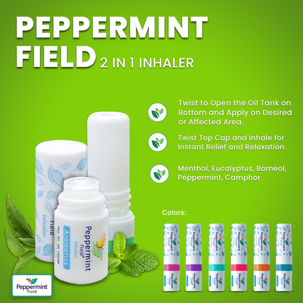 Peppermint Field Nasal 2 in 1 Inhaler Relief Congestion and Vertigo