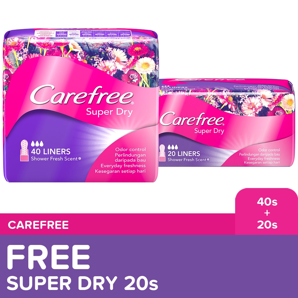 Carefree Super Dry Panty Liners 40s + free 20s Shopee Philippines