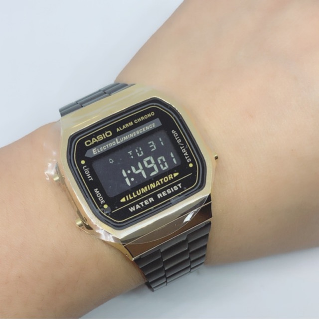 CASIO VINTAGE A168WEGB1B black gold AUTHENTIC AND ORIGINAL Shopee