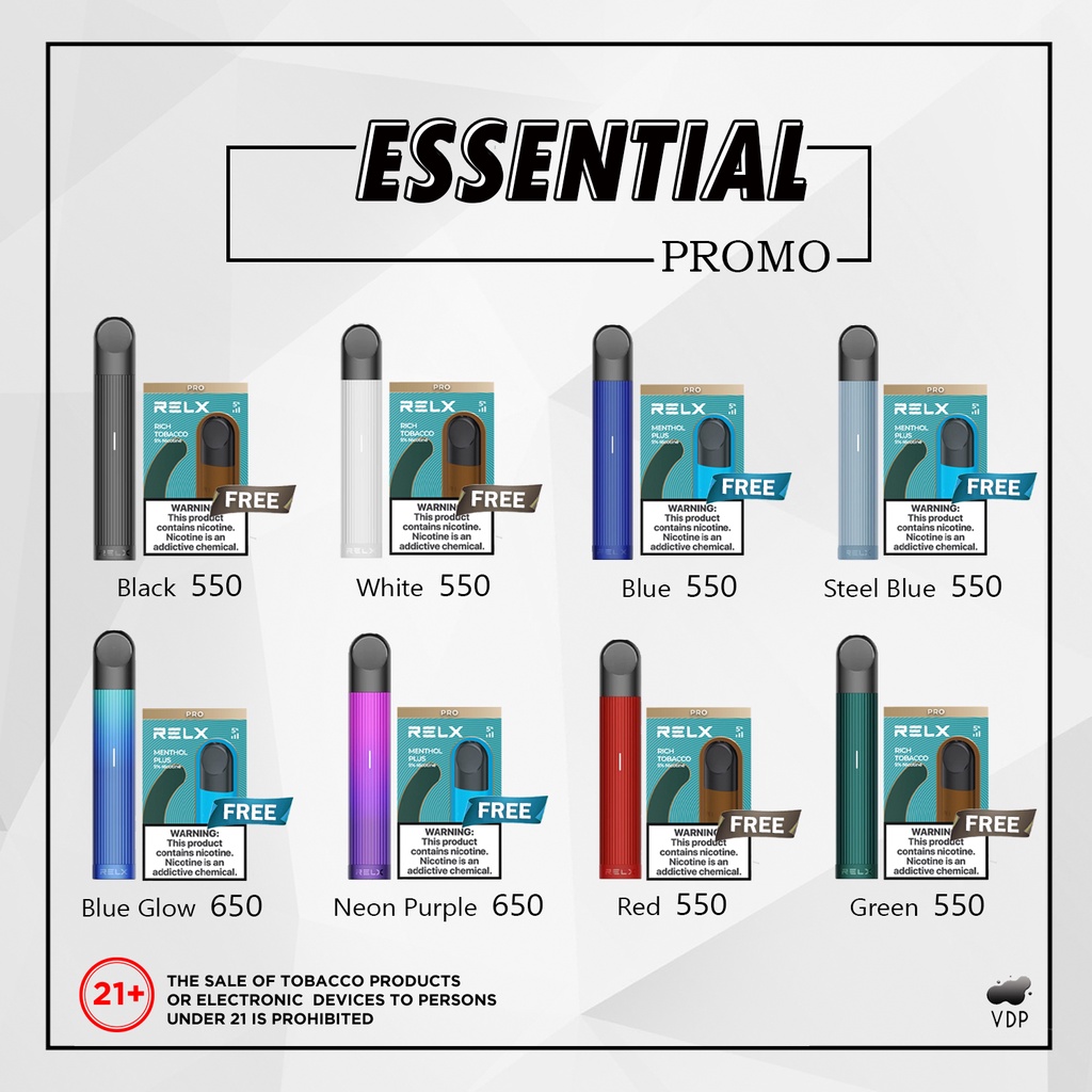 Essential Device With 1 FREE RANDOM POD Compatible with Relx Infinity