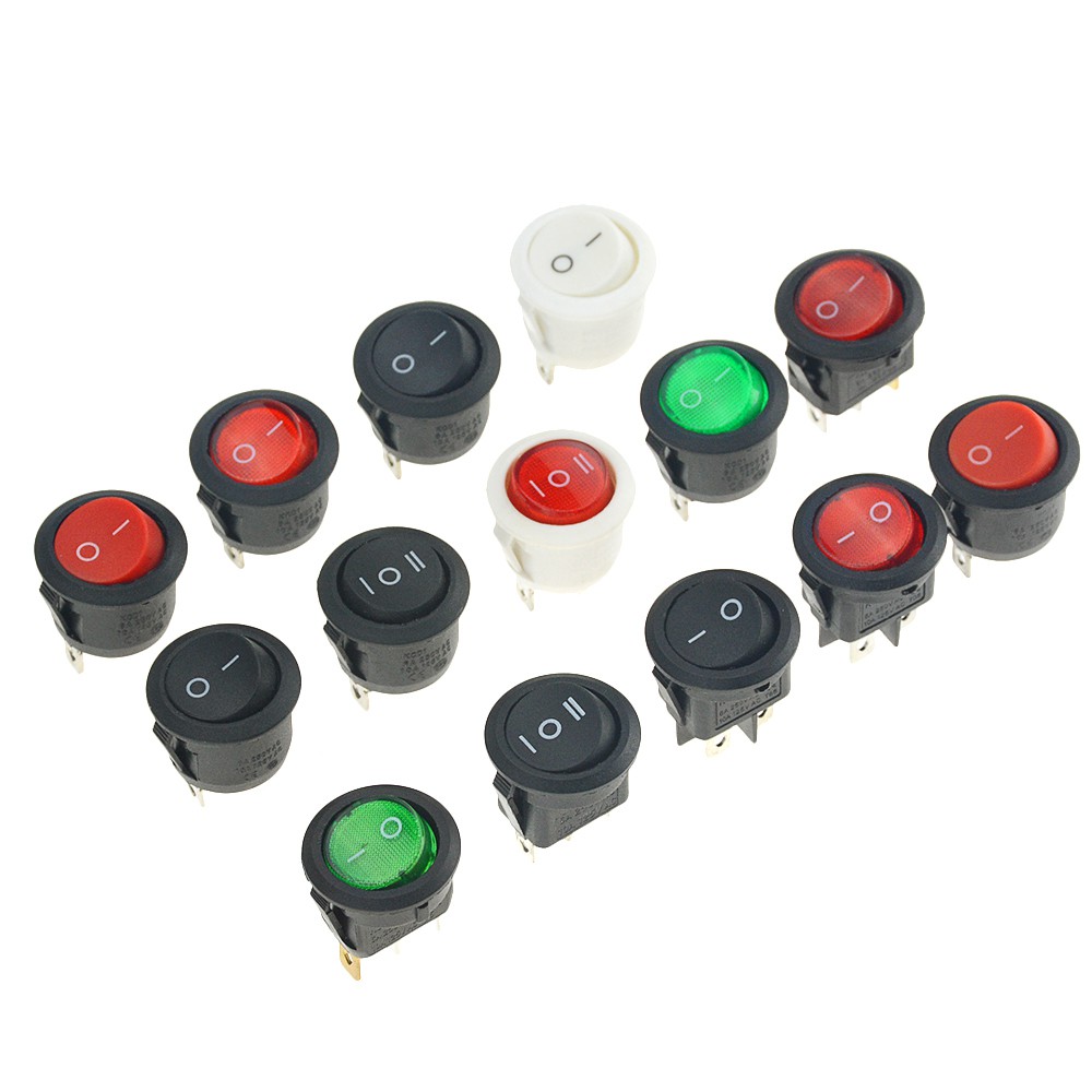 1PCS ON/OFF Round Rocker Toggle Switch 6A/250VAC 20A/12VDC Plastic Push