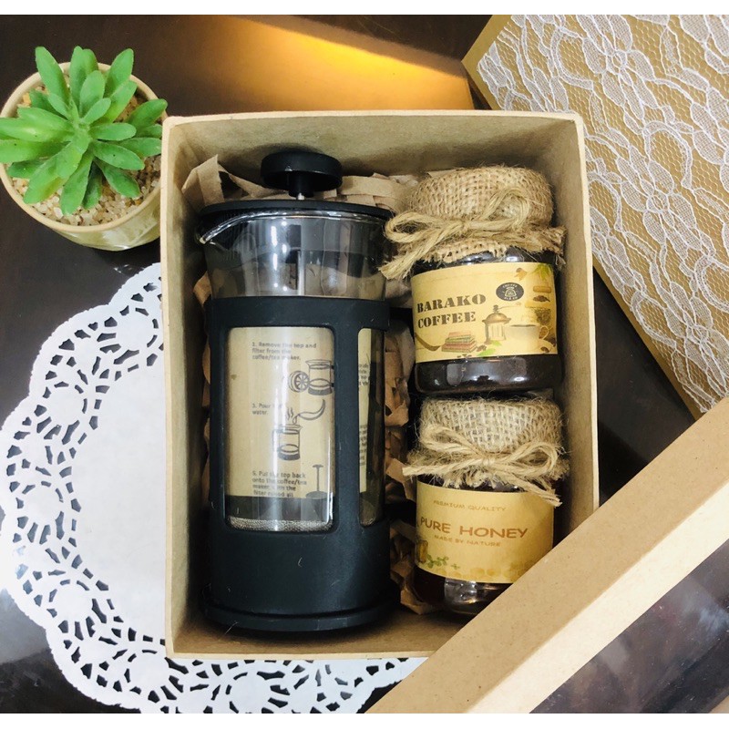 Coffee, Honey and French press gift set / barako box Shopee Philippines