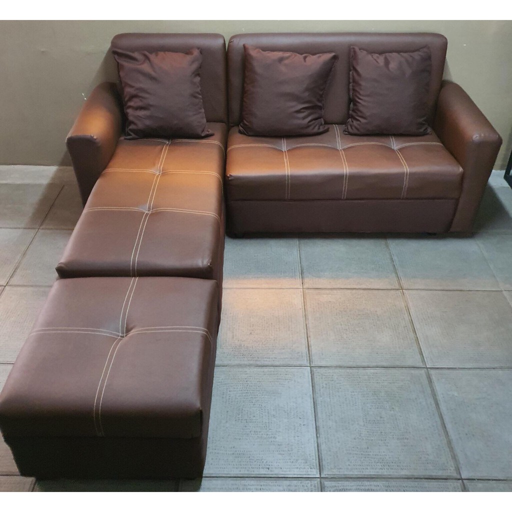 sofa set L shape brown Leather Shopee Philippines