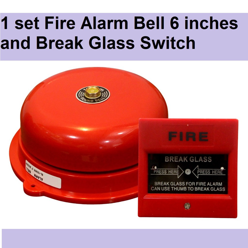 Fire Alarm System Set Fire Alarm Bell 6 inches diameter 220v with Break