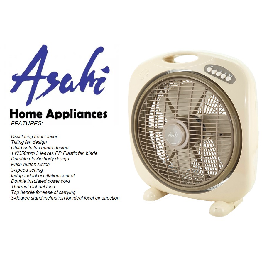 Asahi BX400 electric fan brand new sale Oscillating front louver