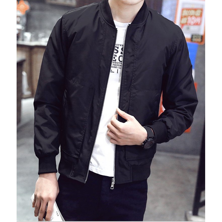 Korean Style Casual Men Slim Fit Bomber Jacket Windbreaker Shopee