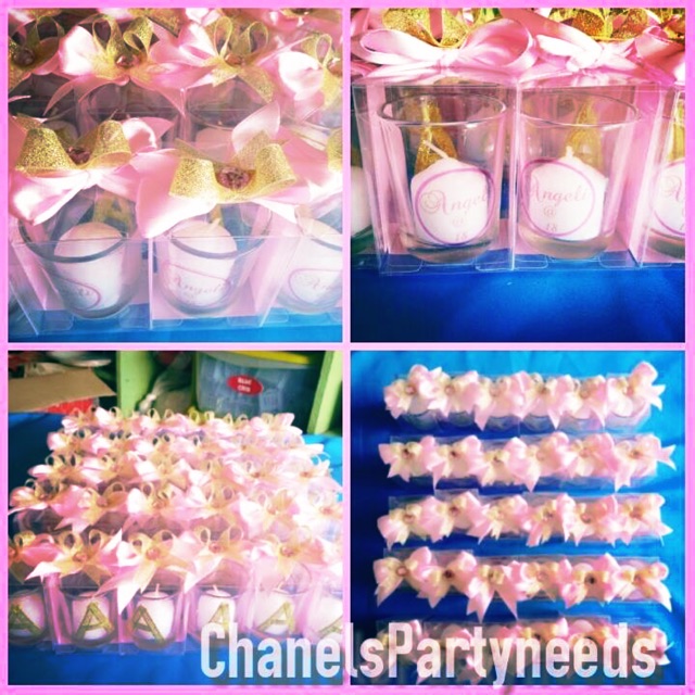 Glass with candle Baptismal Birthday Debut Wedding Souvenir Shopee