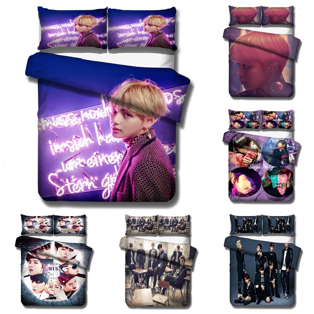 Kpop BTS Bedding Sets Love Yourself Jimin Suga Jungkook V Cotton 3Pcs
