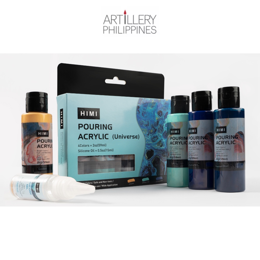 Miya Himi Pouring Acrylic Paint 4 Colors, 2oz with silicon oil