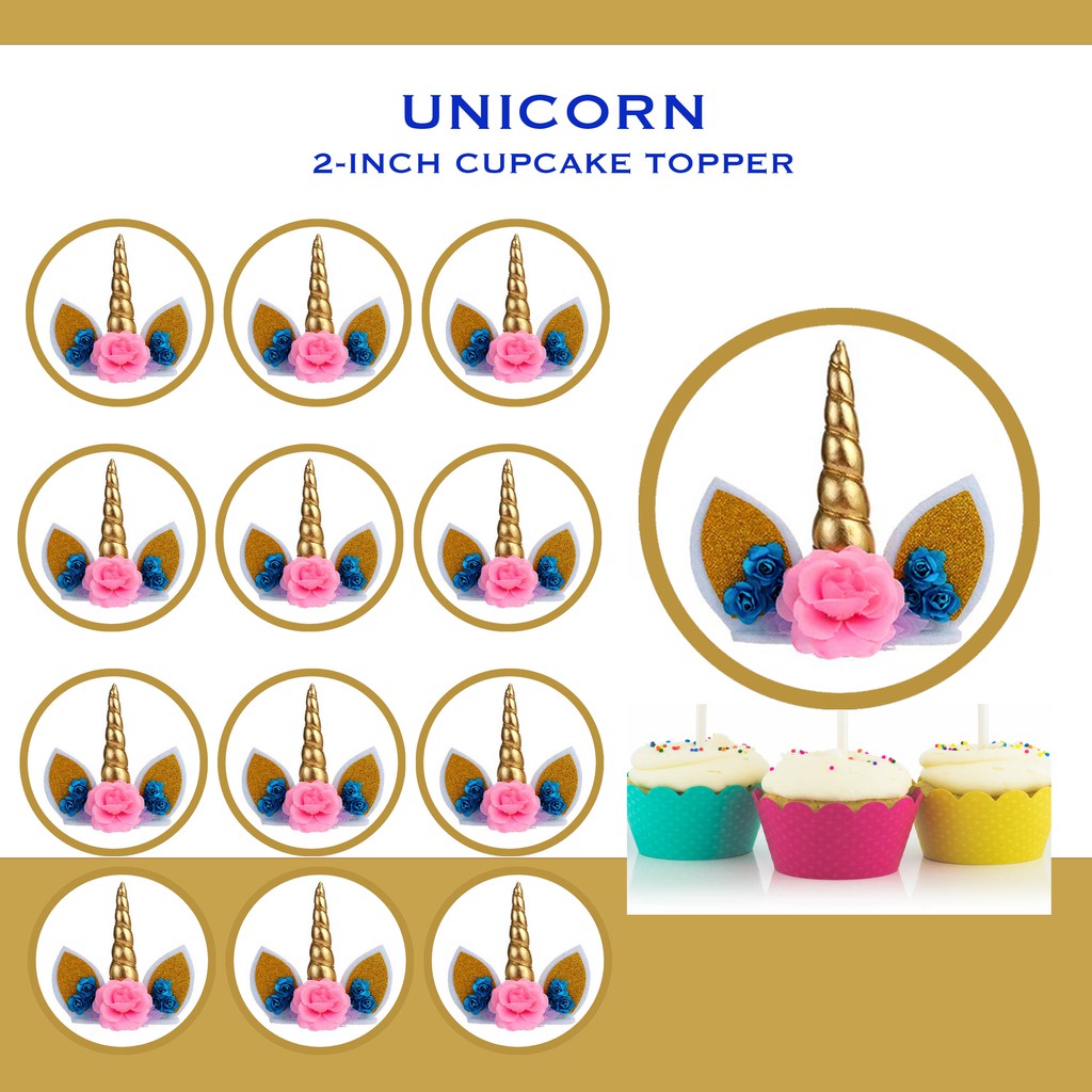UNICORN Cupcake Topper/Sticker Party Decoration 30pcs Shopee Philippines