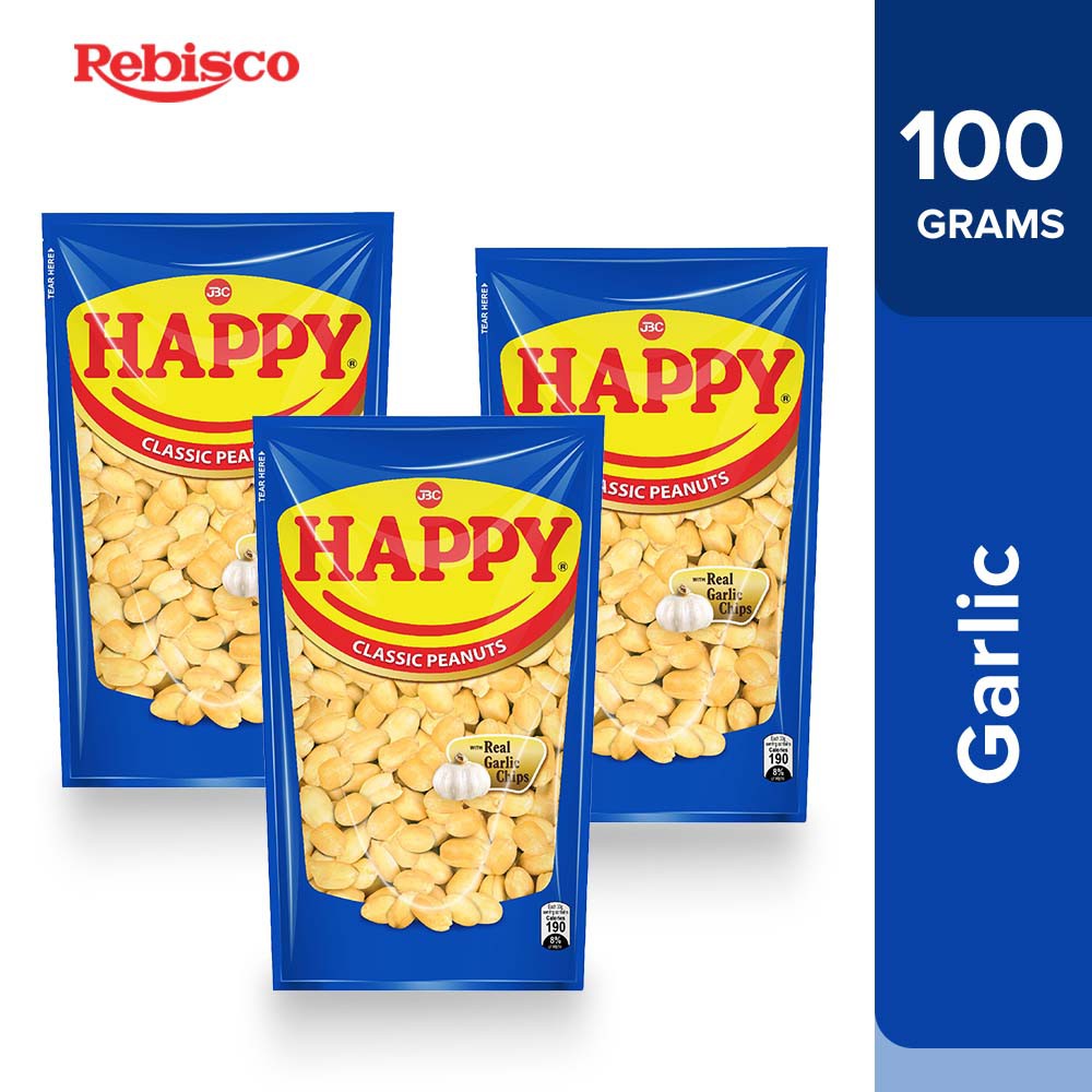Happy Peanuts Garlic Flavor 100G x 3 Pcs Shopee Philippines