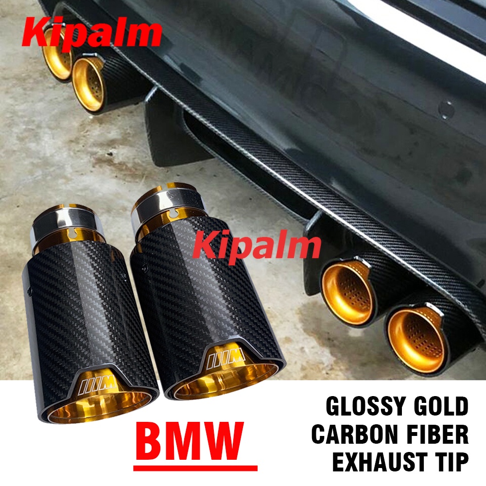 M Performance Style Gold Stainless Steel Inner Pipe Carbon Fiber