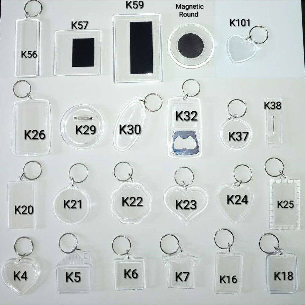 5PCS Acrylic Keychain Blank DIY Photo Insert in various shapes