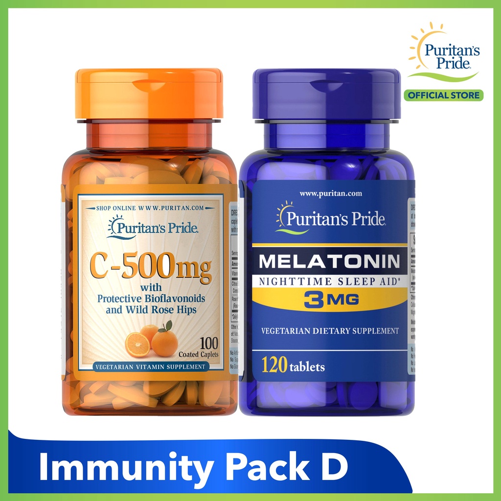 Immune Sleep Bundle Vitamin C 500mg + Melatonin 3mg Sleep Aid Puritan's