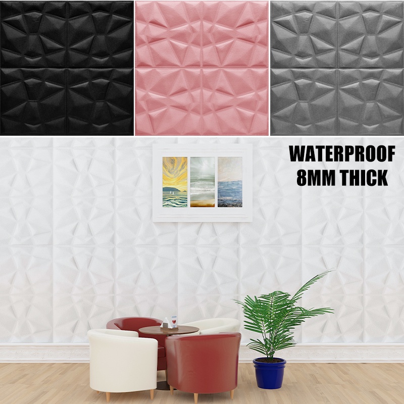 70x70CM 3D Wallpaper Diamond Design 8MM Thick Foam Self Adhesive Wall