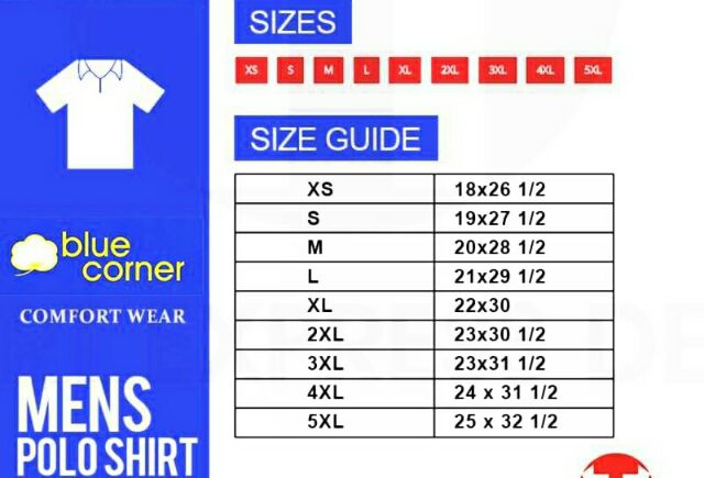 Blue Corner Size Chart Polo Shirt in 4+ Sizes [New Shirts] - Sara