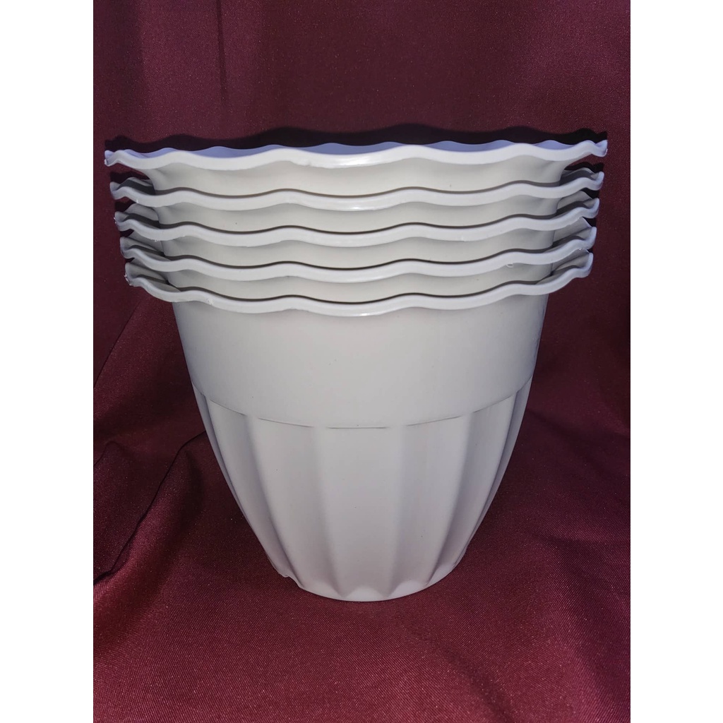 set of 5pcs. PASO 8X6 INCHES / white pots for plants / garden pot