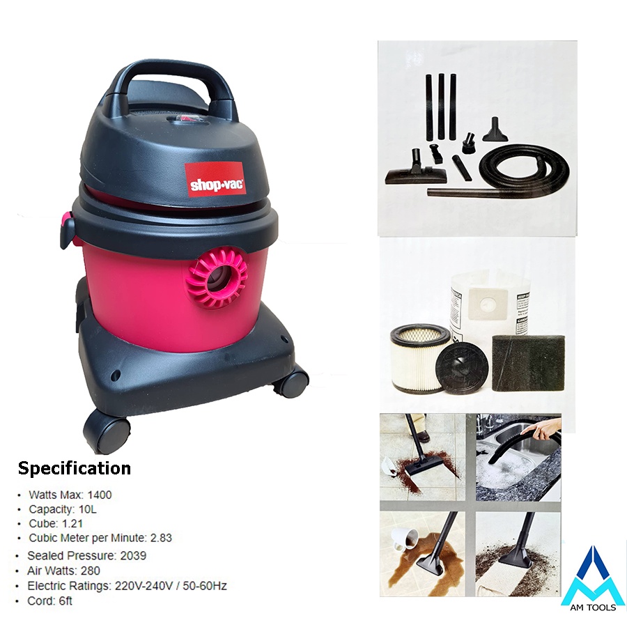 Shopvac Wet and Dry Vacuum Micro 10L Portable Vacuum Cleaner 1400W Shop