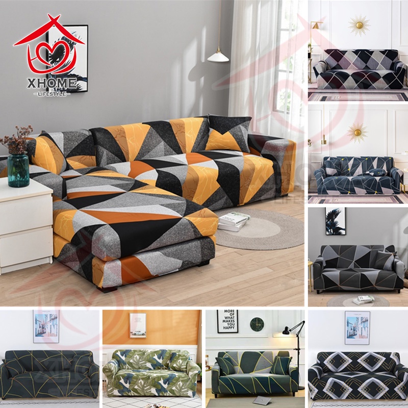 sala sofa cover 1 2 3 4 seater l shape stretchable universal Printed