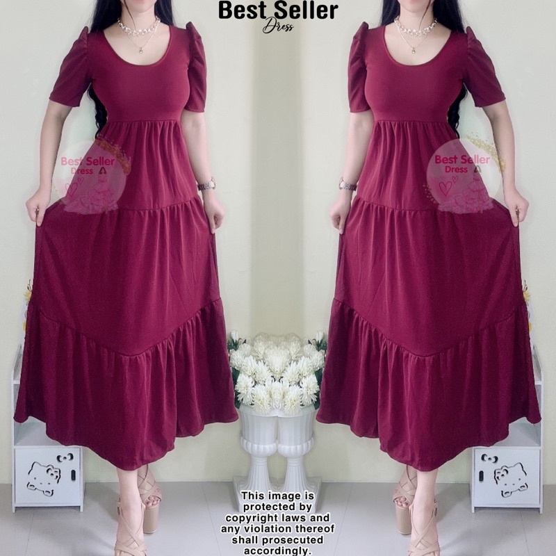 BEST SELLER KADITA PUFF SLEEVES MIDI DRESS (BEST SELLER DRESS)(BSD