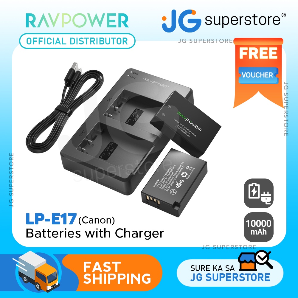 RAVPower LPE17 Battery Charger and 2Pack Rechargeable Liion