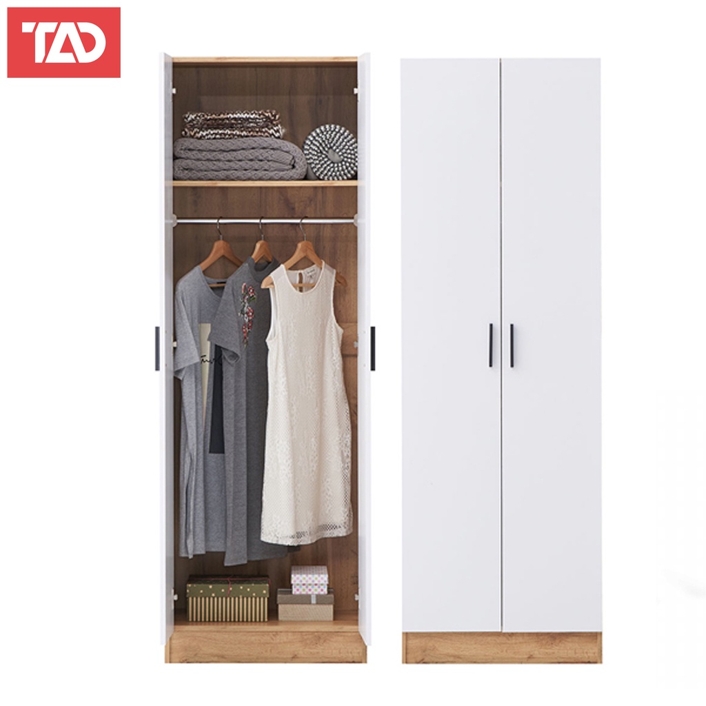 TAD WADE 2 DOOR WOODEN WARDROBE CLOTHES CLOTHES ORGANIZER, CLOTHES STORAGE