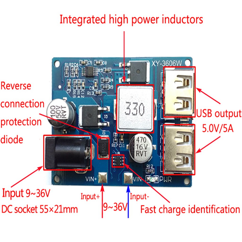 DCDC Step Down Power Supply Module 24V/12V To 5V 5A Converter Replace