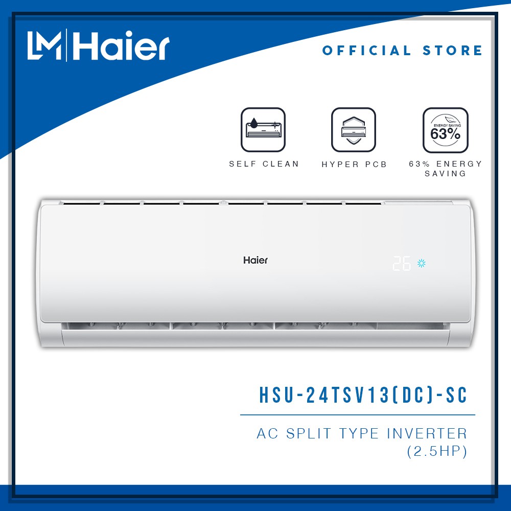 Haier HSU24TSV13(DC)SC 2.5 Hp Split Type Inverter Clean Cool Inverter