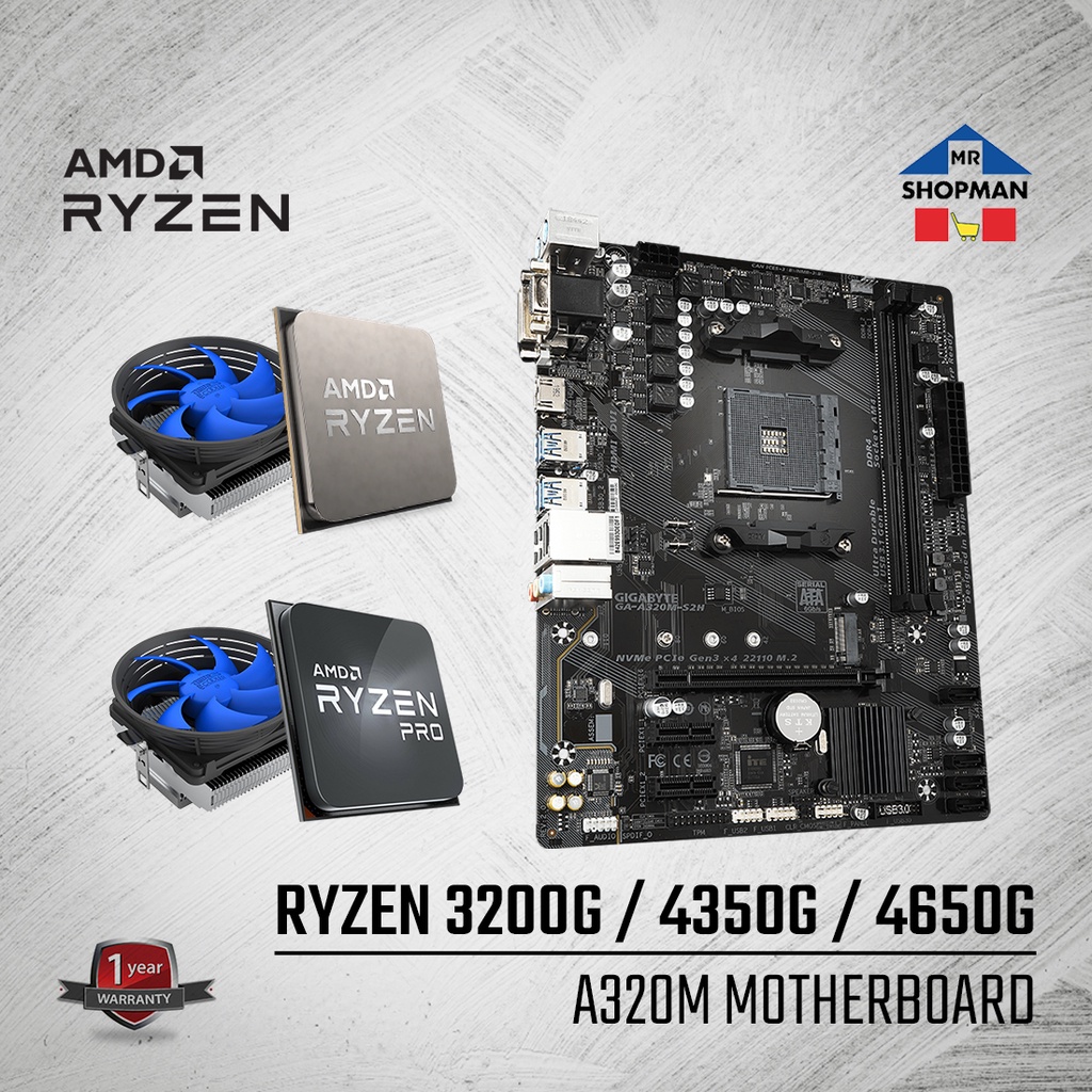 AMD Ryzen 3 4350G / 3200G / Ryzen 5 4650G Processor + Gigabyte A320M