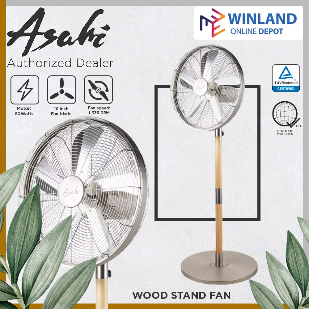 ASAHI by Winland Asahi Retro Jet Wood Stand Fan 16" Electric Fan