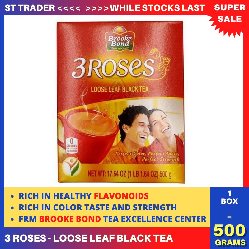 Brooke Bond 3 Roses Loose Leaf Black Tea 500g 1 BOX rich in Color