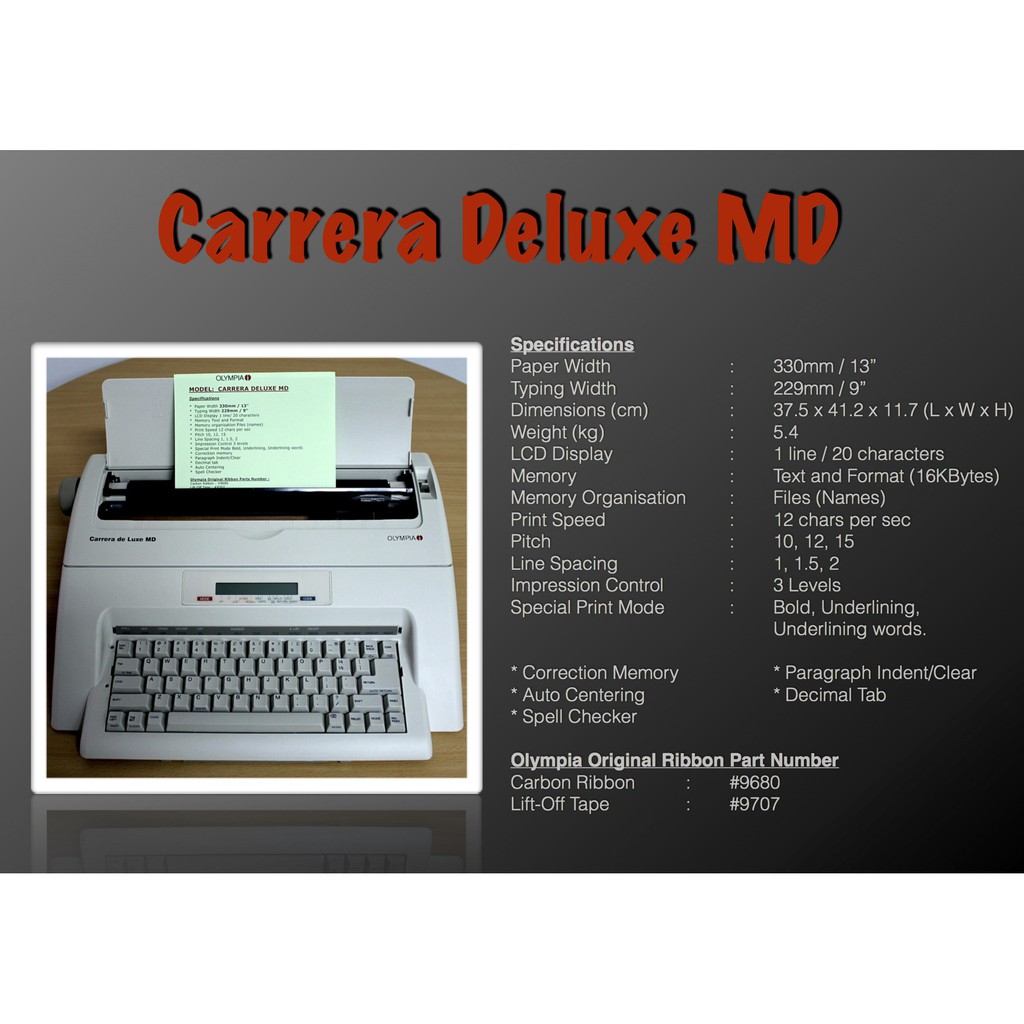 OLYMPIA CARRERA DELUXE MD ELECTRONIC TYPEWRITER Shopee Philippines