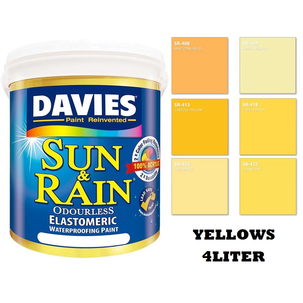 DAVIES SUN AND RAIN 4 LITERS COLOR YELLOW ELASTOMERIC PAINT