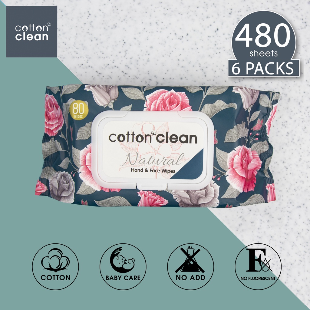 Cotton Clean Wet Wipes for Face 480 Sheets Daily Use Wipes Baby Powder
