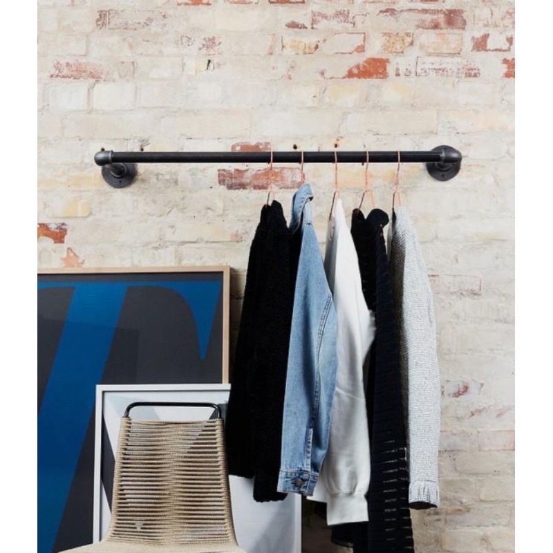 SET 20 inches Industrial black iron pipe clothes rack / clothing rack