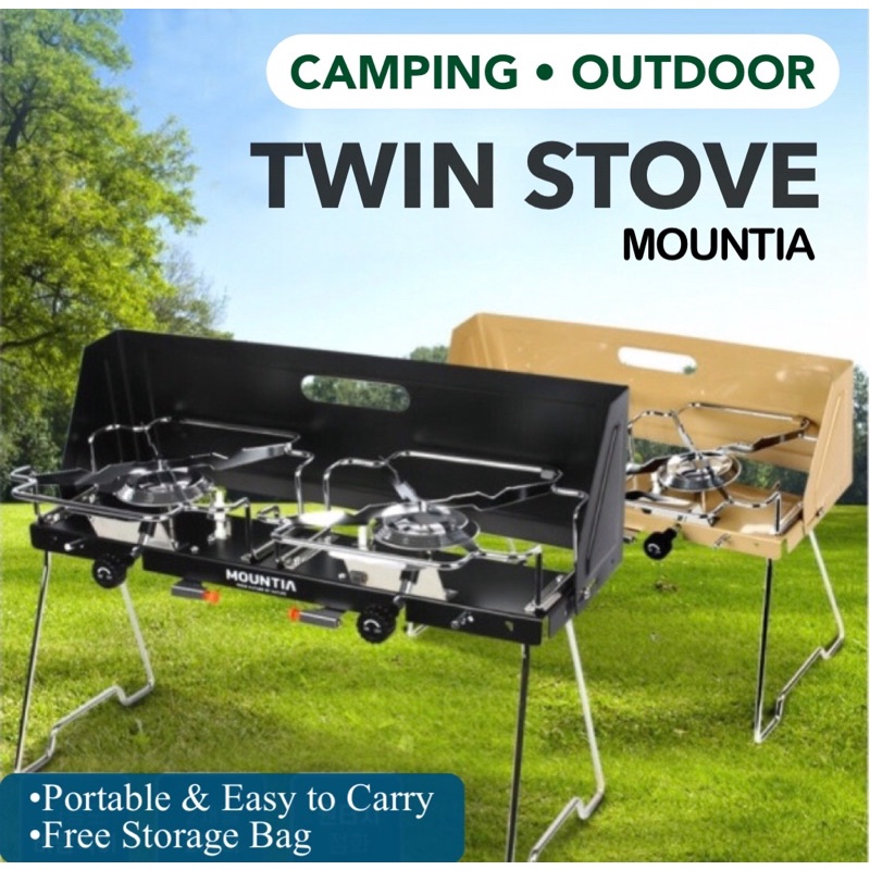 Camping Stove Double Twin Burner Glamping Camping Equipment Mountia