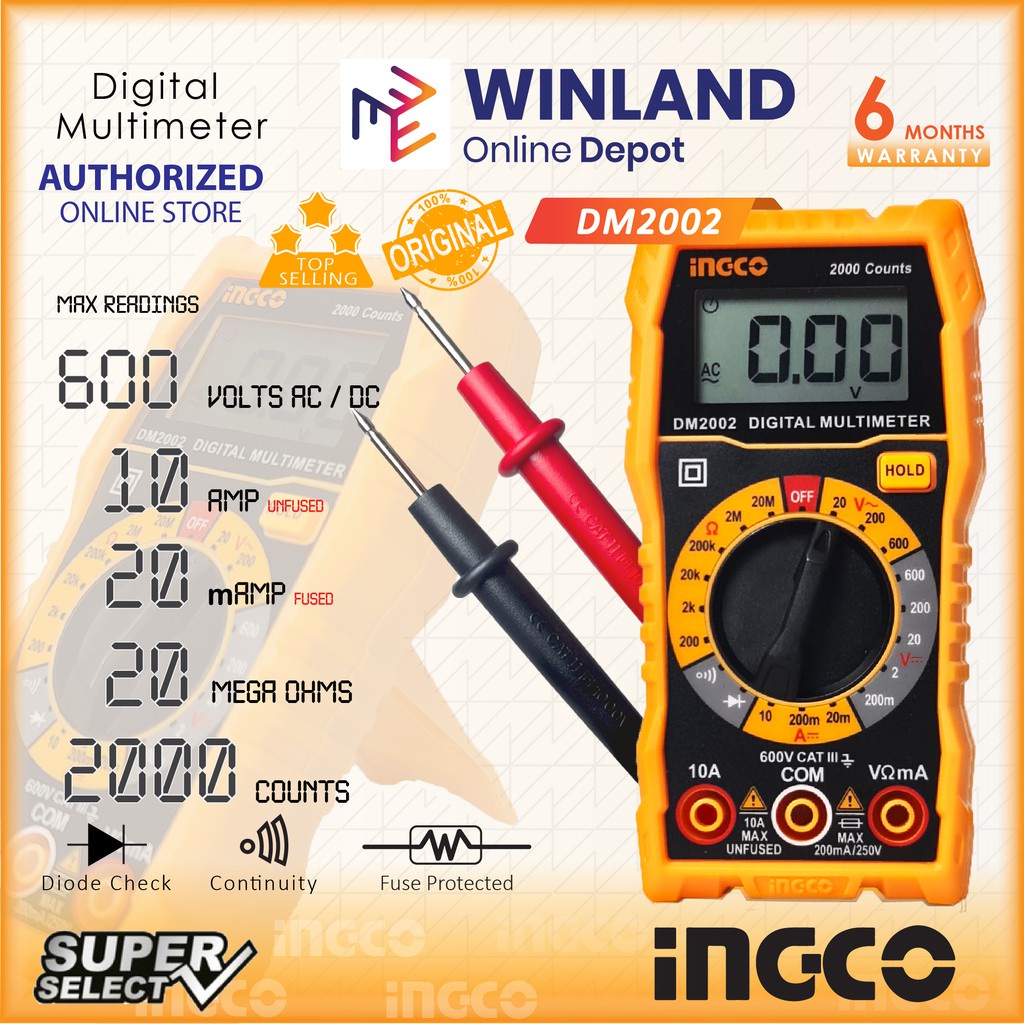 Ingco Original LCD Digital Multi Tester Multimeter Electrical Tester