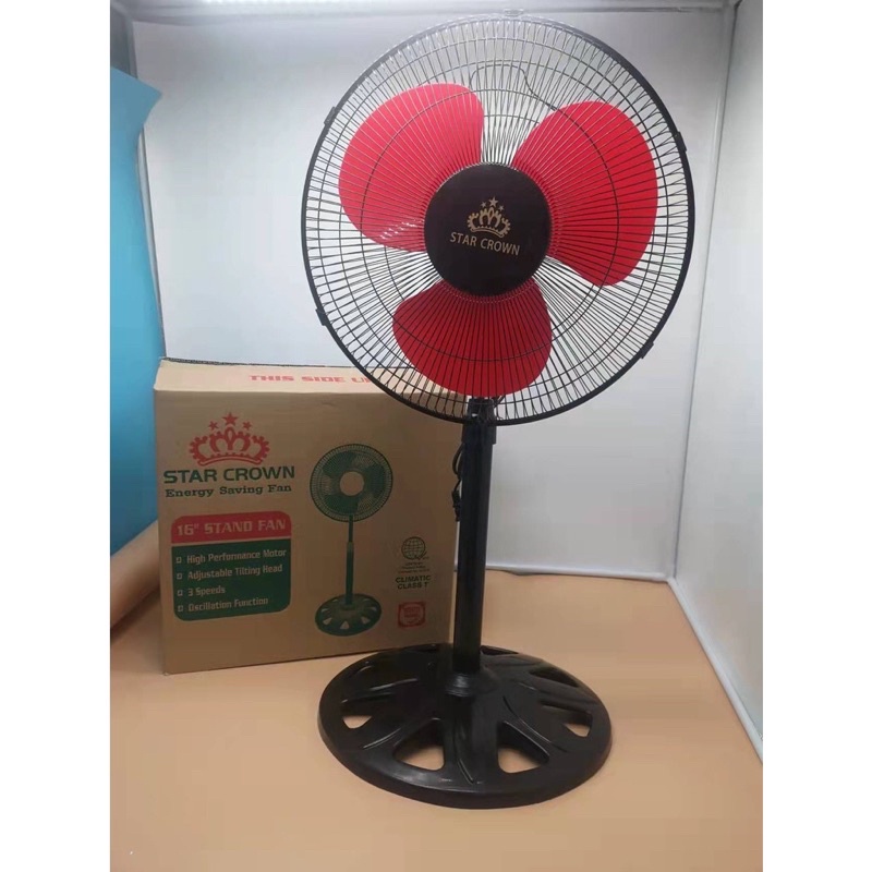 Star Crown Stand Fan with 12" 16" Blade Electric Fan Compact Design