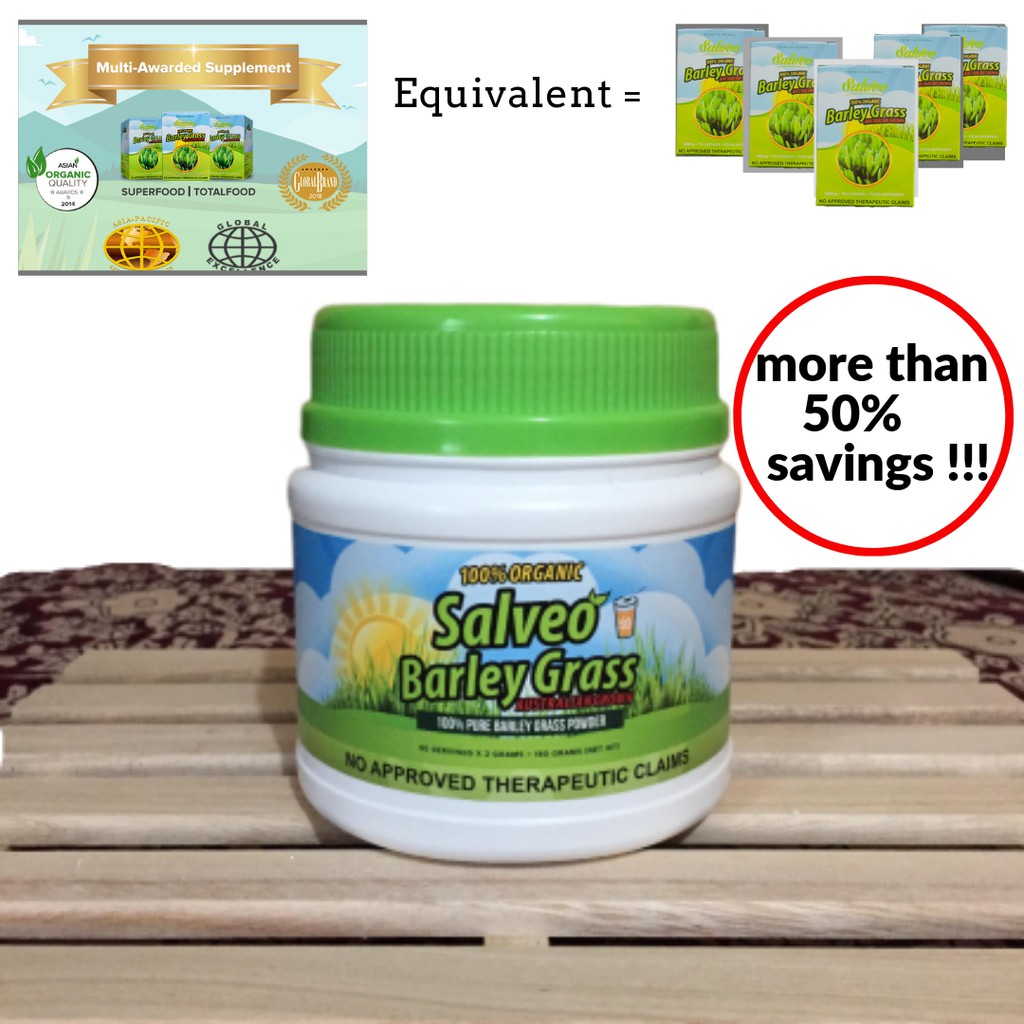 Salveo Barley Grass Powder in a Jar/ 100 Best Organic/ Australian