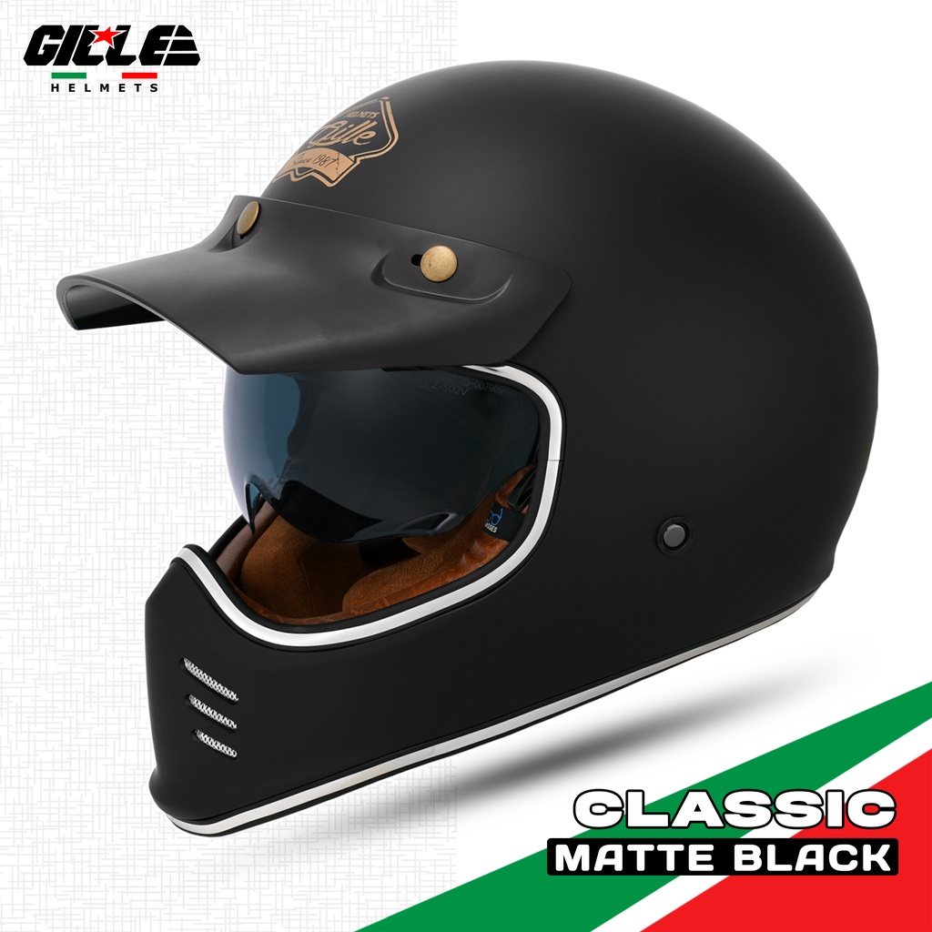 Gille 833 BROE Classic Solid Retro Full Face Helmet Single Visor