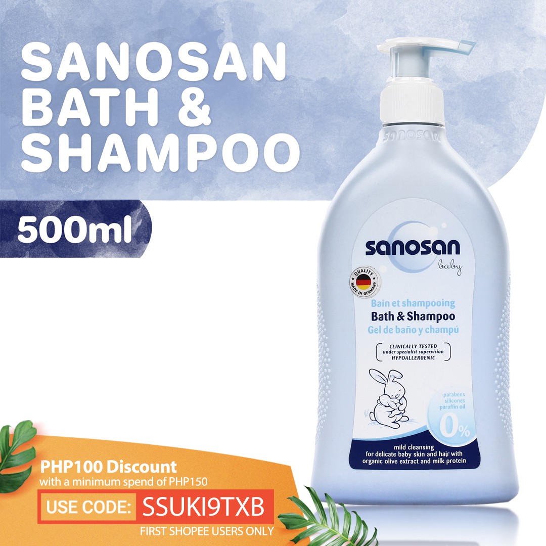Sanosan Organic Baby Bath & Shampoo With Dispenser 500ml Shopee