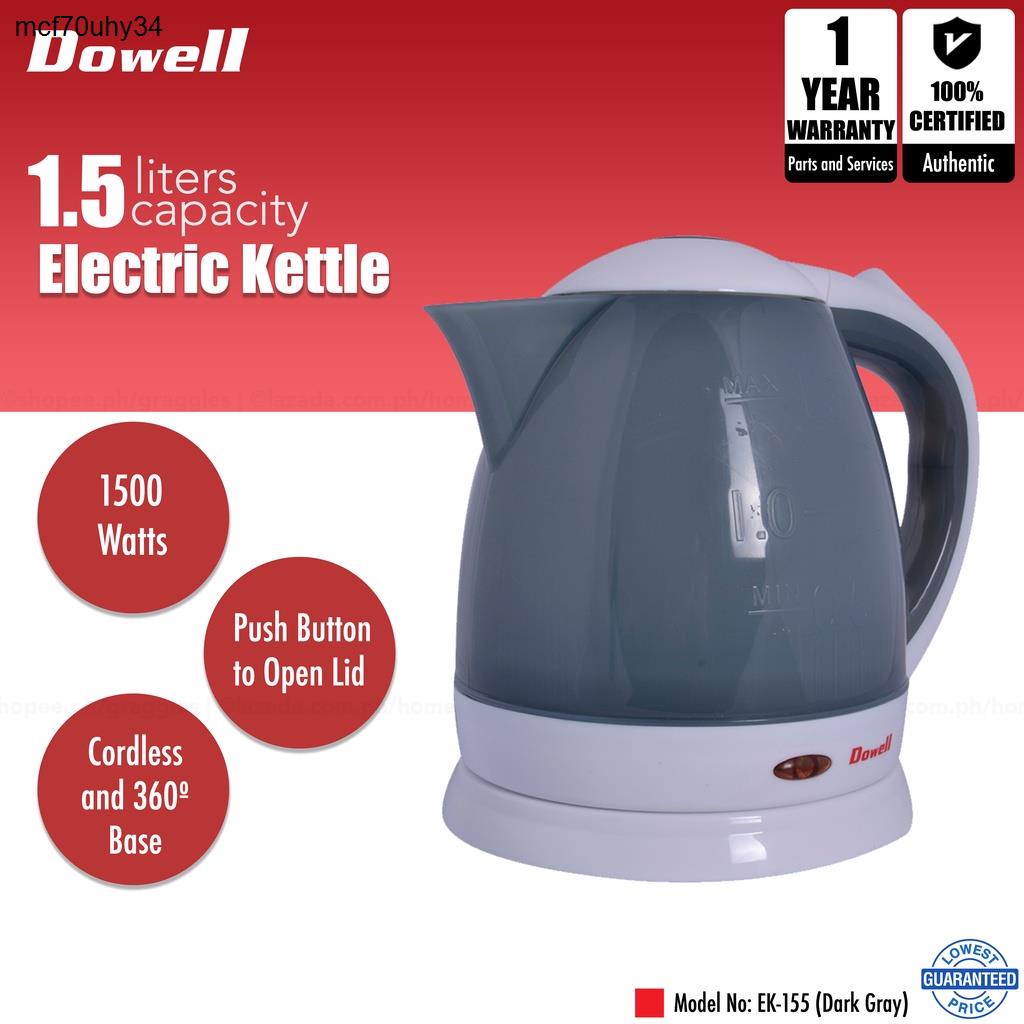 Dowell 1.5L Electric Kettle EK155 (Dark Gray) Shopee Philippines