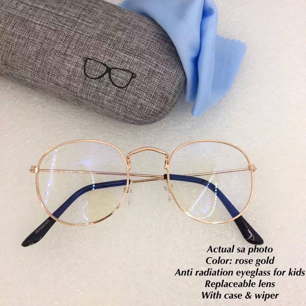 Anti radiation eyeglass for kids/metal frame/replaceble lens/with case