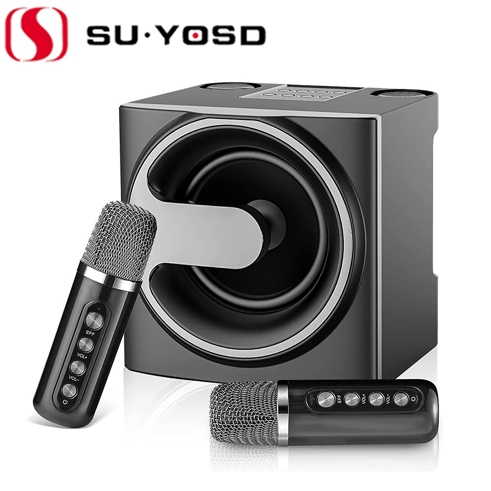 SuYosd 100W Professional Karaoke Dual Microphone Wireless Bluetooth 3D